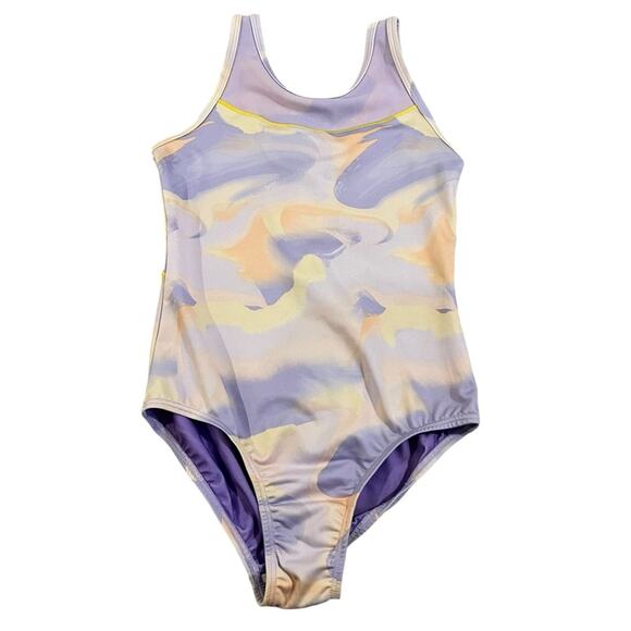 NWT Girls' Gymnastics Psychedelic Pull-On Leotard - Cat & Jack Purple/Yellow - Picture 1 of 10